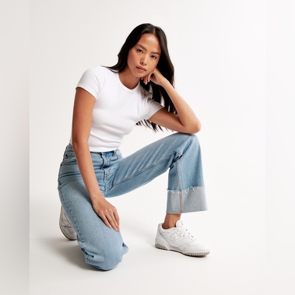 Abercrombie and Fitch High Rise 90s Relaxed Jean Rolled Cuff Size 18 NWT Baggy - Picture 11 of 11